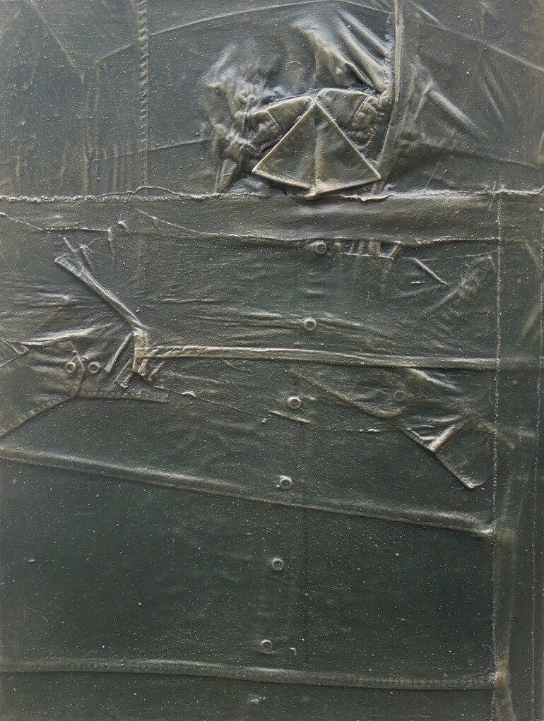 Collage /  Acryilc  Painting / Clothes on Two fabrics  Canvas // Size : ca. 70 x 90 x 2 cm,