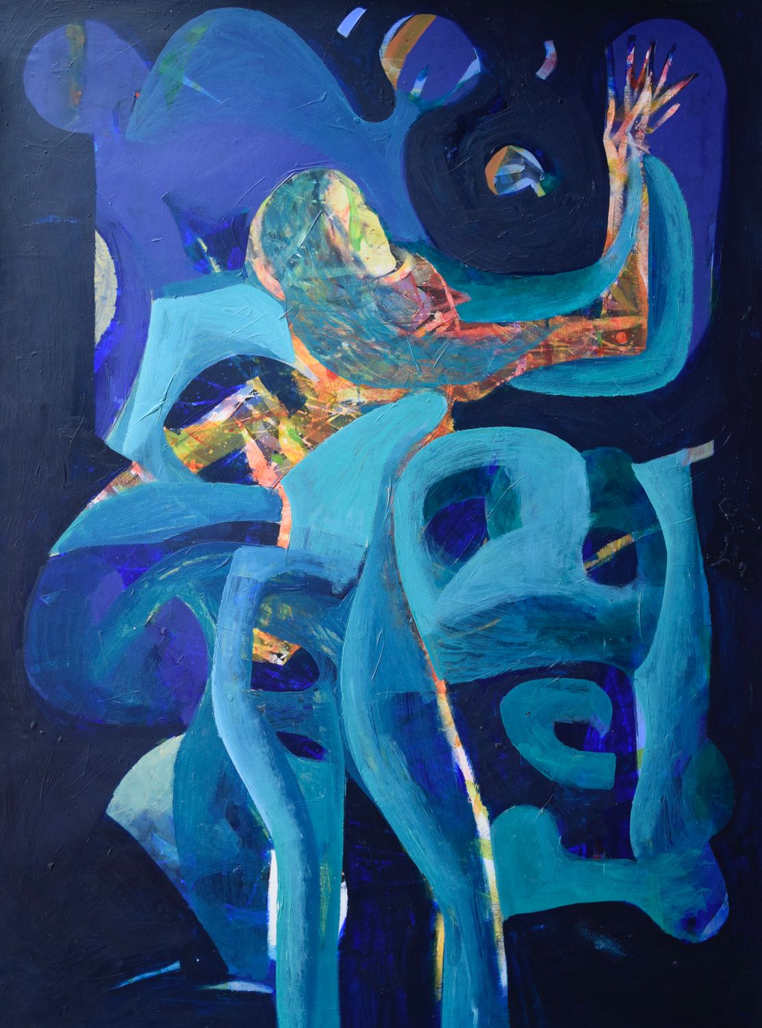 Collage  paper with acrylic on canvas  // Size : ca.  112 x 84cm