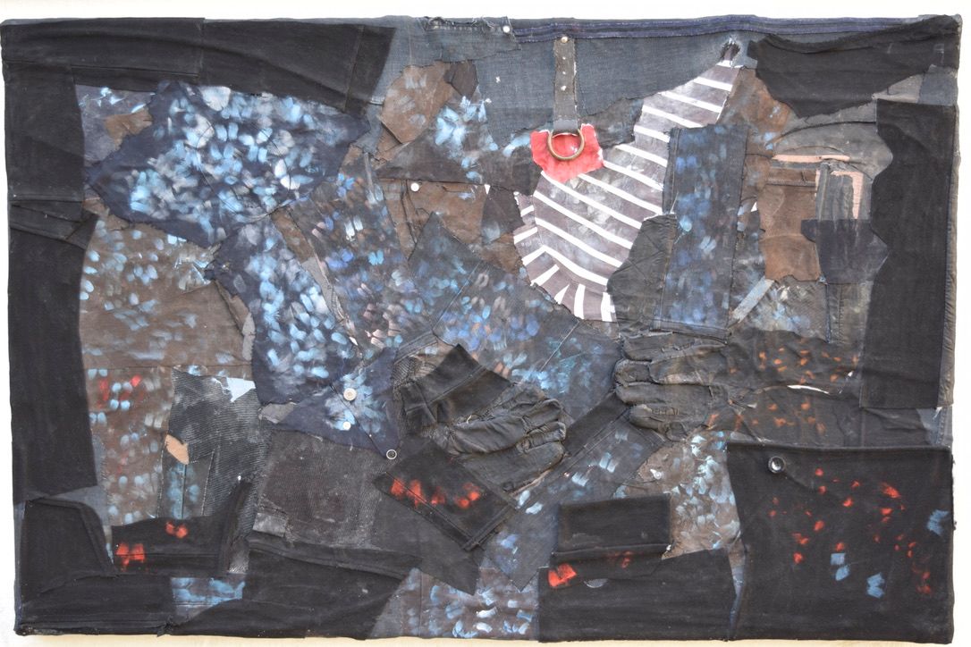Collage Clothes &  Acryilc  on the canvas. // Size: ca.. 96 x 146 x 4 cm