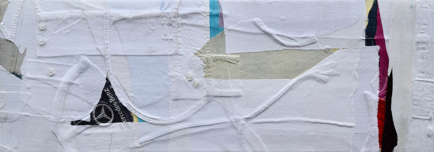 Collage Clothes  on Two fabrics  Canvas // Size: ca..27 x 77 x 3 cm