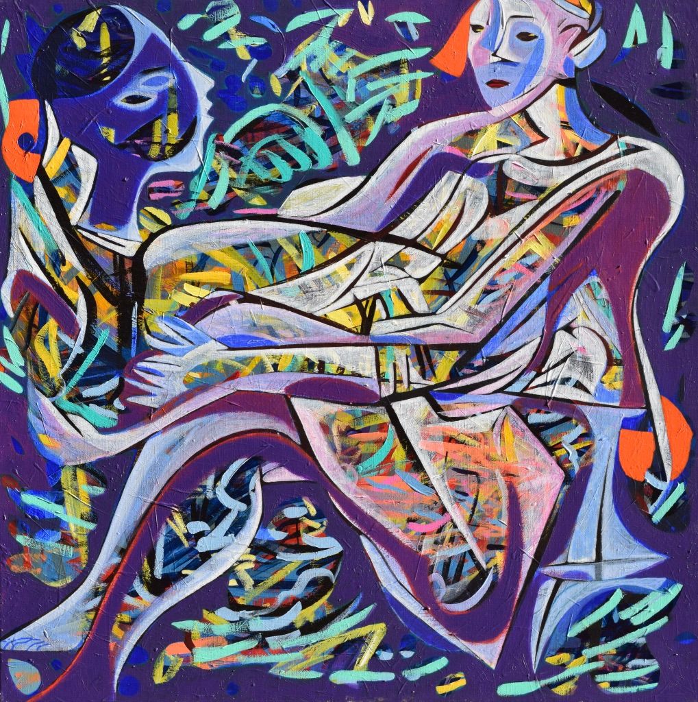 City,  Acryilc  on the canvas. /  Figurative , Light as Form // Size : ca. 80 x 80 x 2 cm,