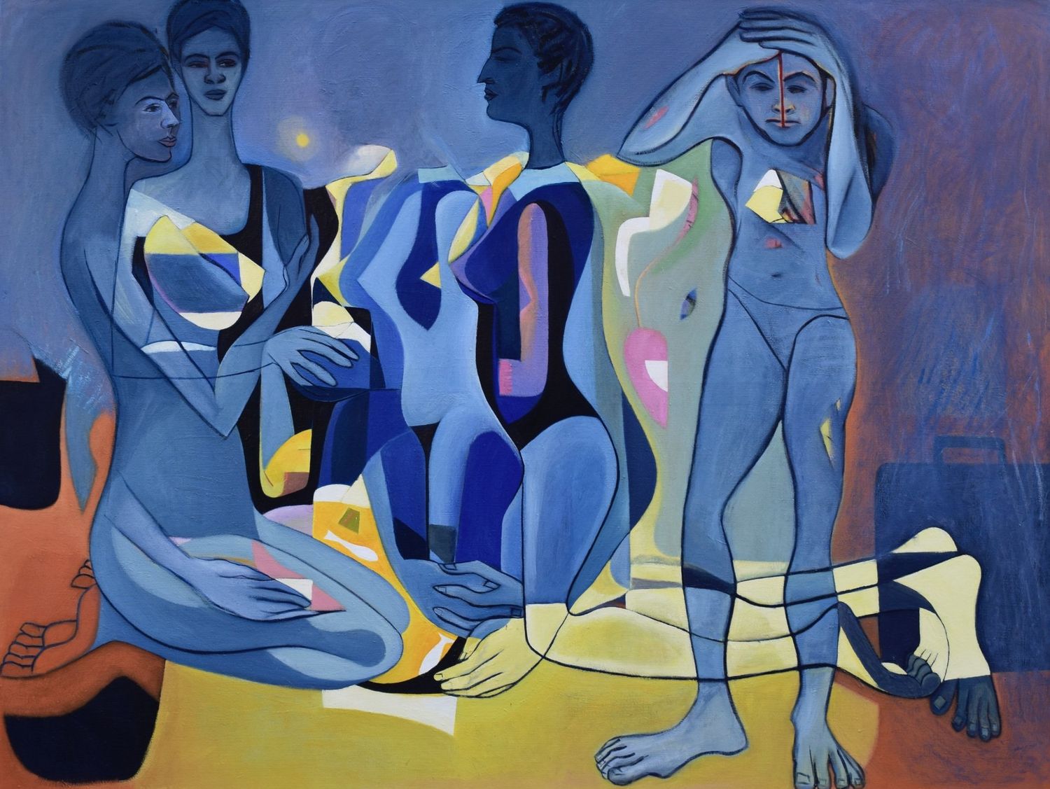 Familie Drama...Oil on canvas / Original signature of the artist on the back of the work  // Size : ca. 160 x 200 x 4   cm,