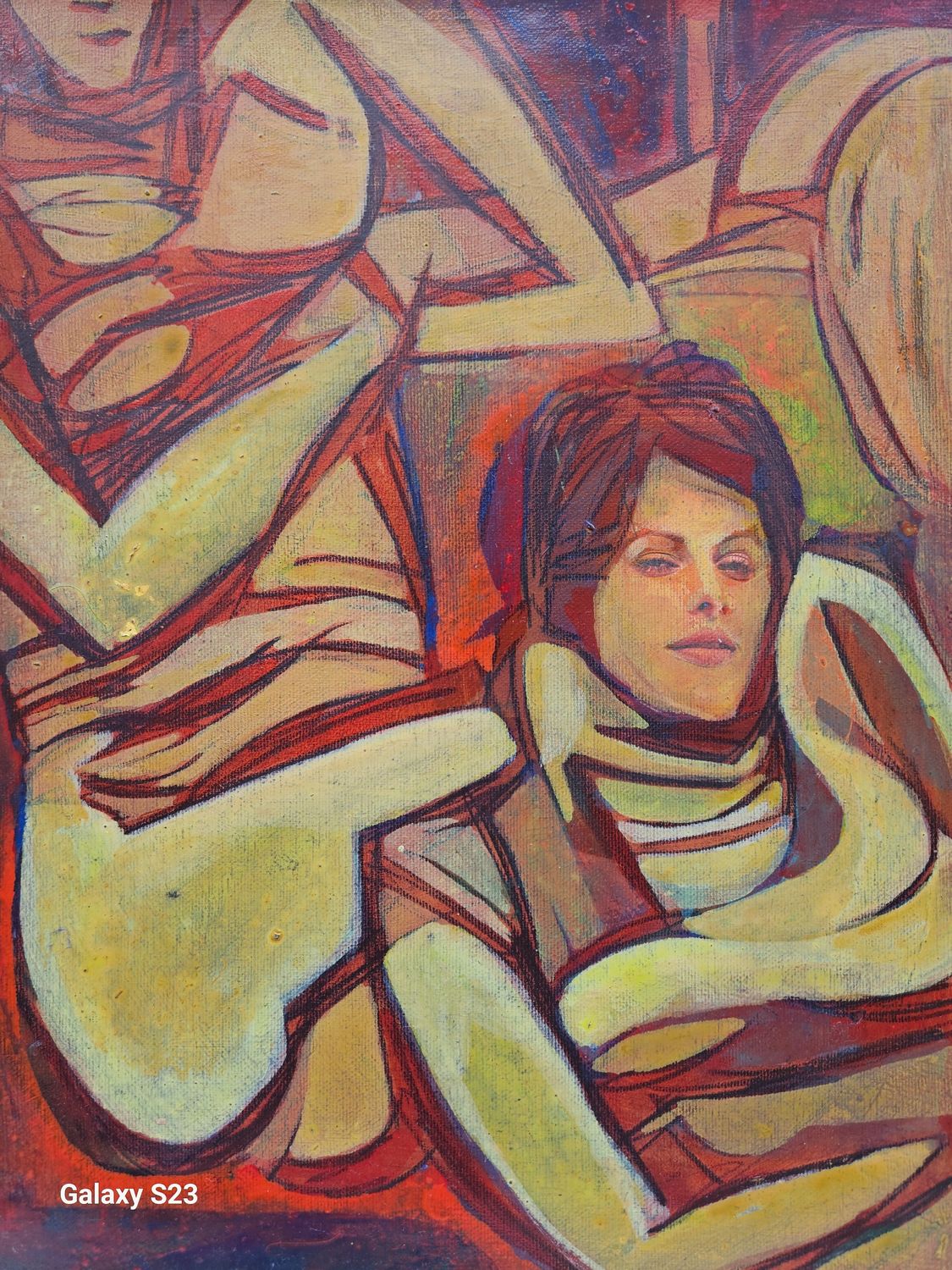 Museuminsel / Acrylic on  canvas, collage on wooden frame, // Size: x 30 x 40 x 4 cm