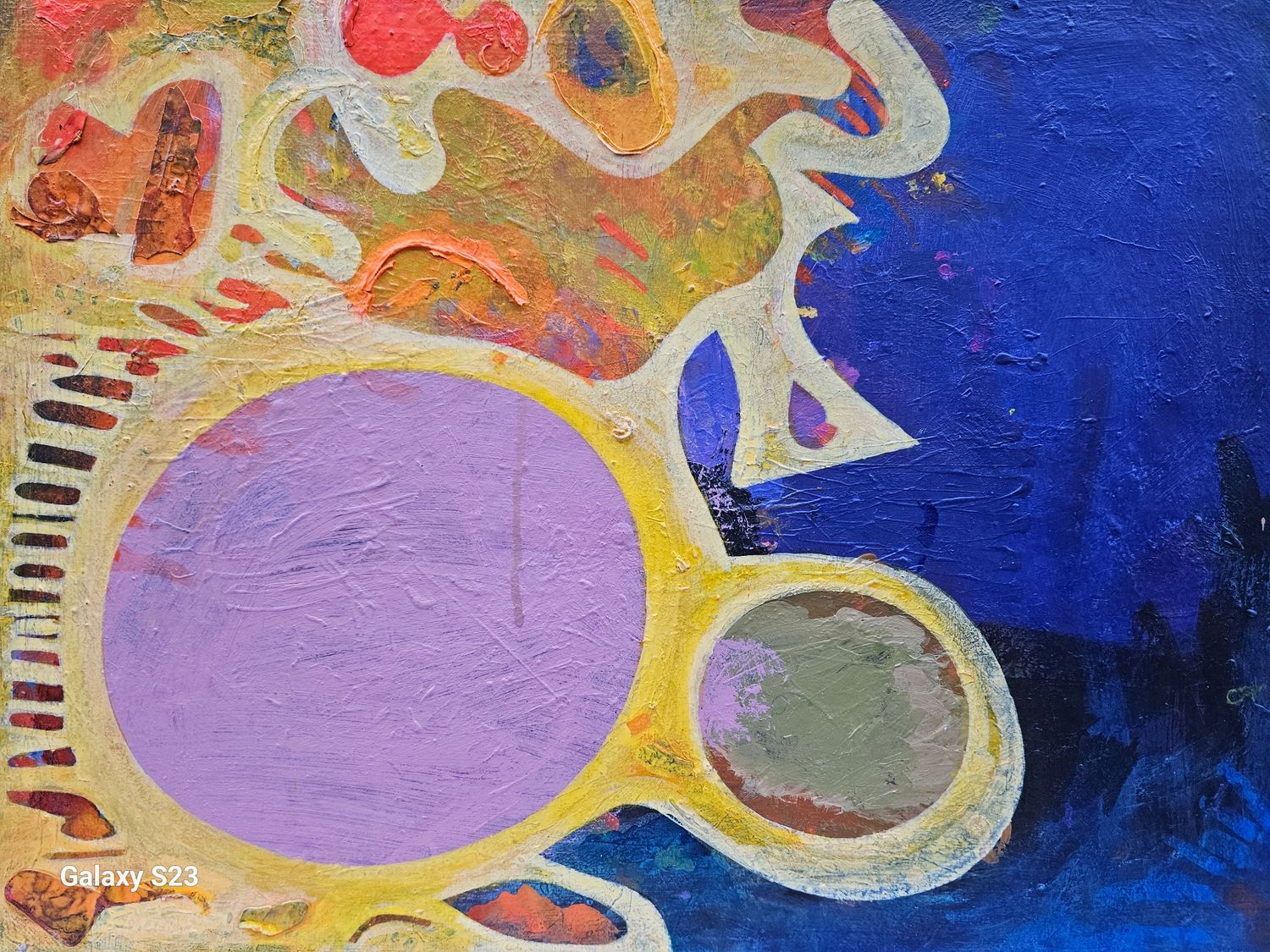 Abstract  Blau  , Orange// Acrylic on canvas with wooden frame // Size: ca..40 x 50 x 2 cm