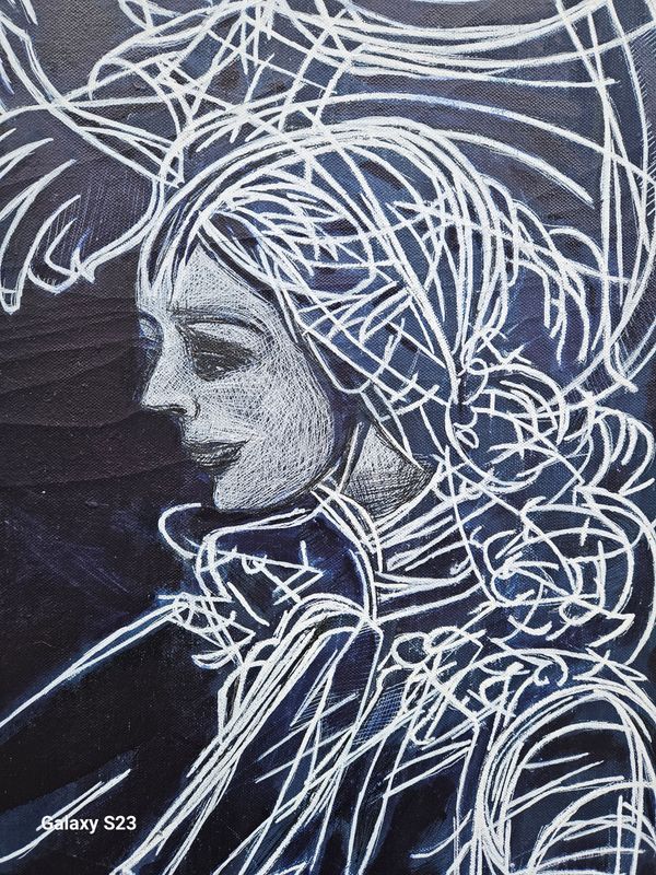 Pigment and acrylic collage on canvas with wooden frame // Size: ca.. 180 x 50 x 8 cm