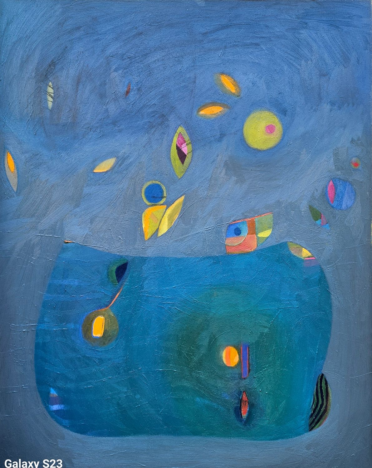 Blau ,Oil Painting / Light as form Abstract  Painting  // Size: ca.. 80 x 100 x 2 cm