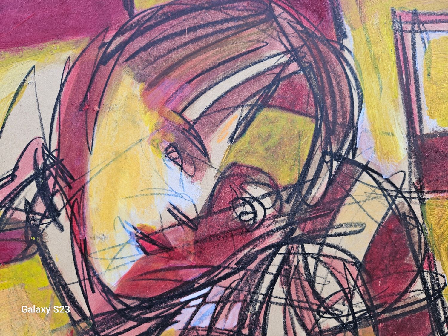 Red World.Tania - Pigment and acrylic on  wood with wooden frame // Size: ca..100 x 125 x 5