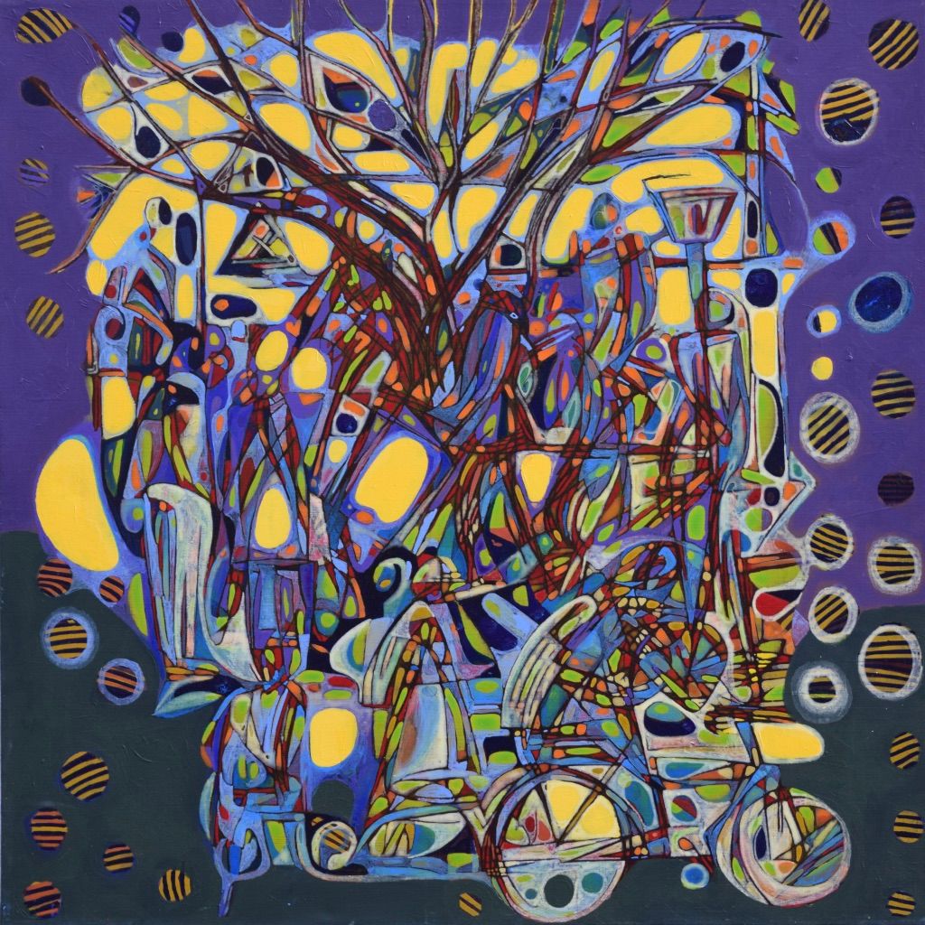 City,  Acryilc  on the canvas. /  Figurative , Light as Form // Size : ca. 80 x 80 x 2 cm,