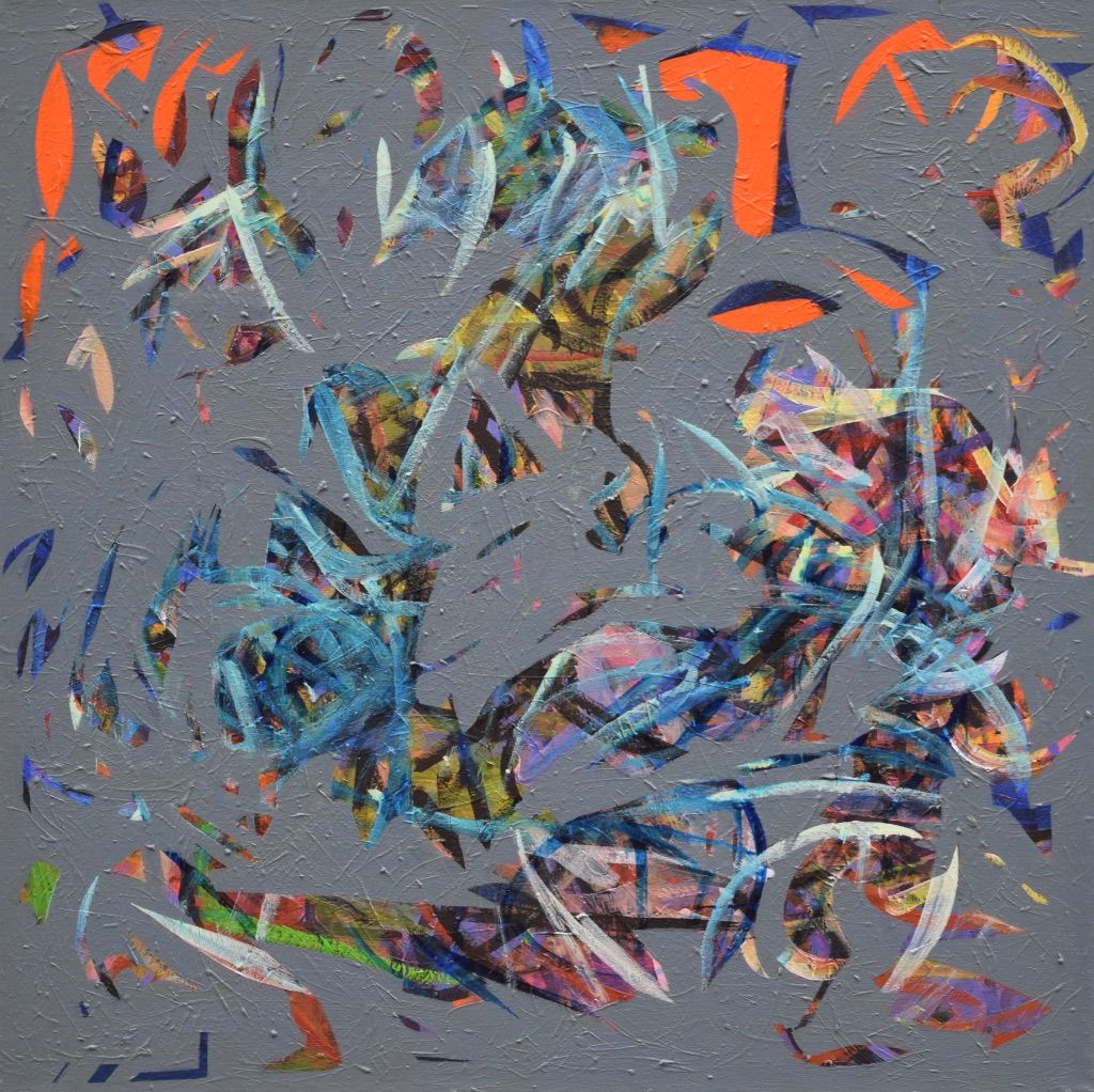 City,  Acryilc  on the canvas. /  Figurative , Light as Form // Size : ca. 80 x 80 x 2 cm