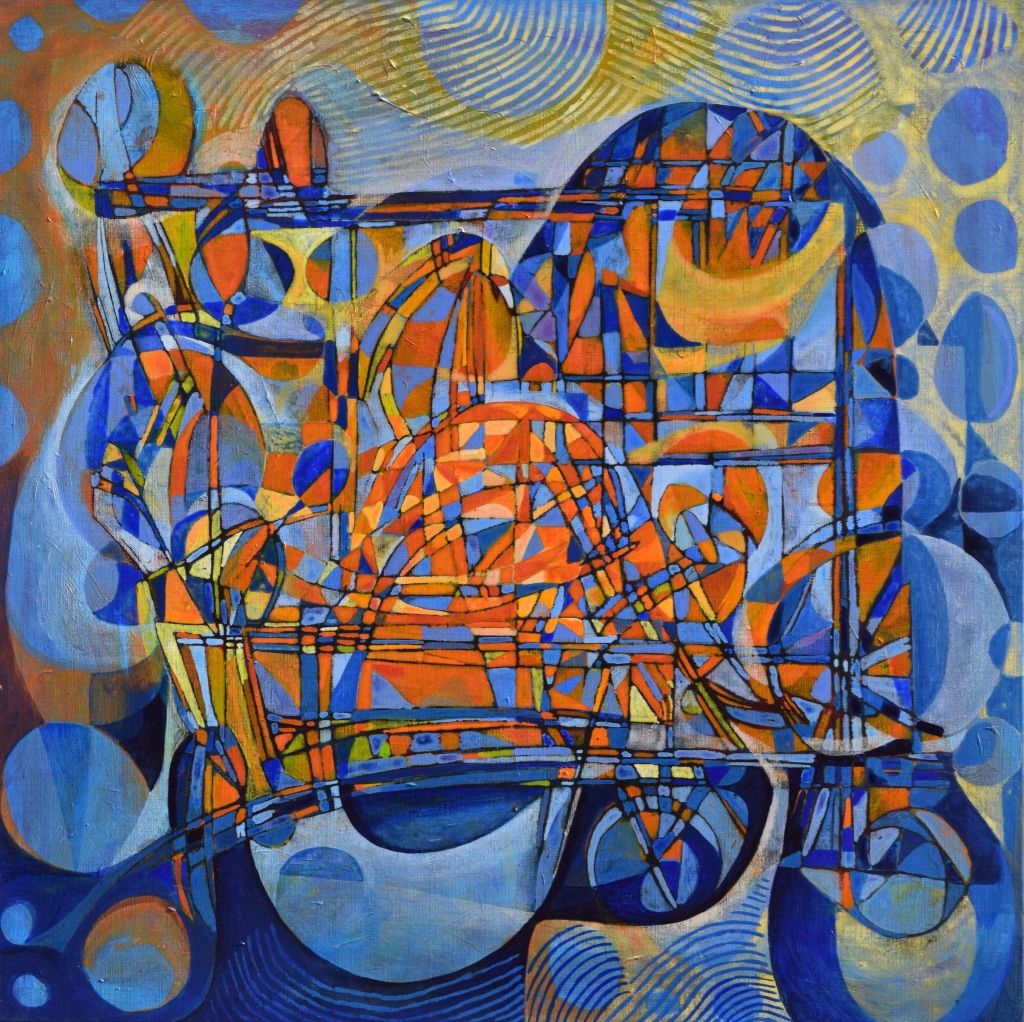 City,  Acryilc  on the canvas. /  Figurative , Light as Form // Size : ca. 80 x 80 x 2 cm,