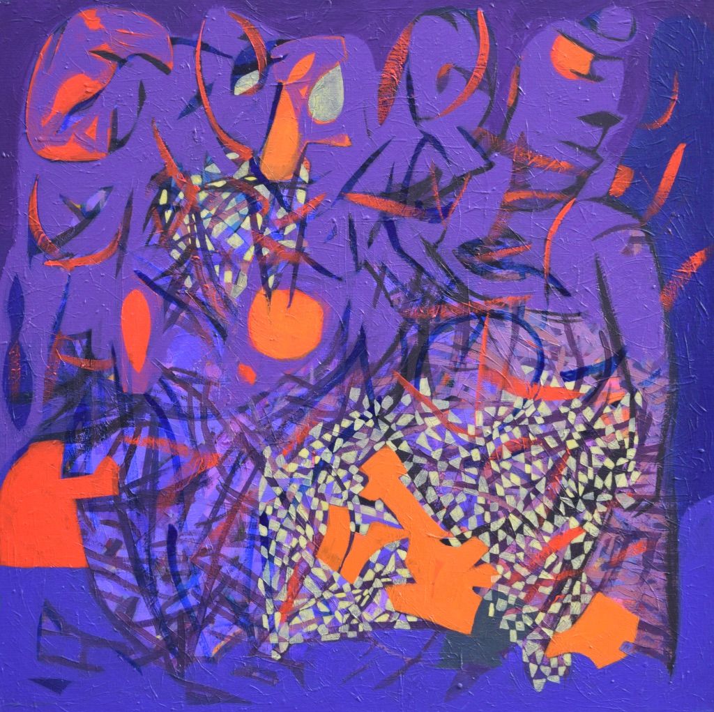 City,  Acryilc  on the canvas. /  Figurative , Light as Form // Size : ca. 80 x 80 x 2 cm,