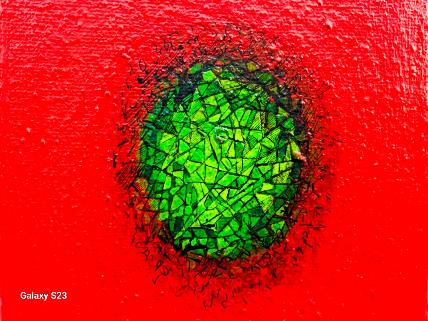 Red world,  Oriental miniature,  Acryilc  on the canvas // Size : ca. 32 x 45 x 3 cm,