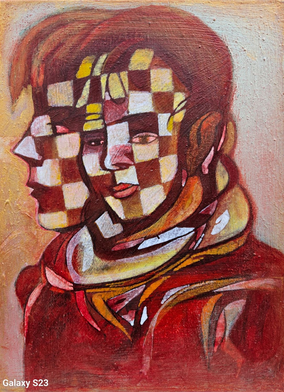 Human  -  Acryilc  on canvas  /  Figurative , Light as Form   // Size :  ca. 30 x40 x 2 cm,