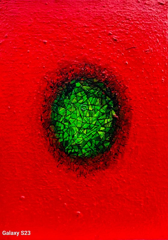 Red world, Oriental miniature, Acryilc on the canvas // Size : ca. 32 x 45 x 2 cm, Red world, Oriental miniature, Acryilc on the canvas // Size : ca. 32 x 45 x 2 cm,