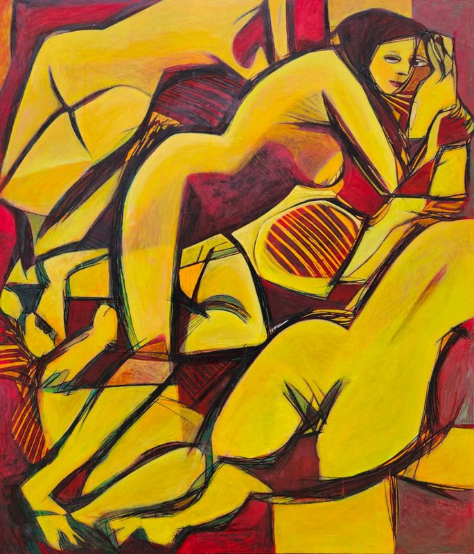 Collage wood & canvas  / Acryilc  on wood on canvas  /  Figurative , Light as Form // Size: ca..120 x 140 x 4 cm