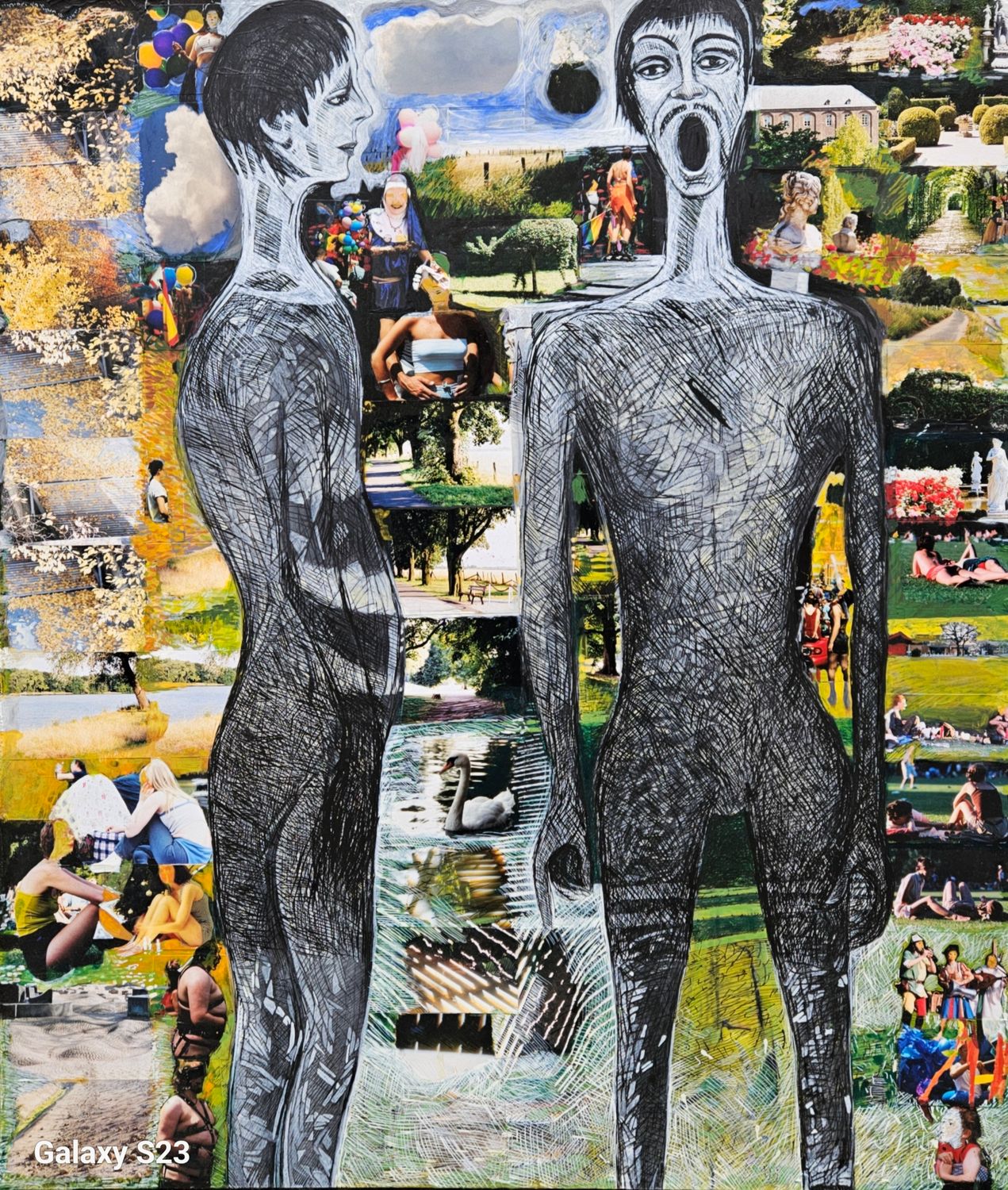 foto Paintings ,Pigment and acrylic collaged on photo and wood and frame// Size: ca.. 120 x 140 x 4 cm