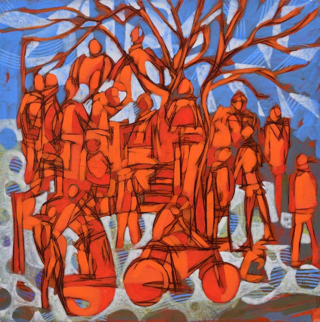 City,  Acryilc  on the canvas. /  Figurative , Light as Form // Size : ca. 80 x 80 x 2 cm,