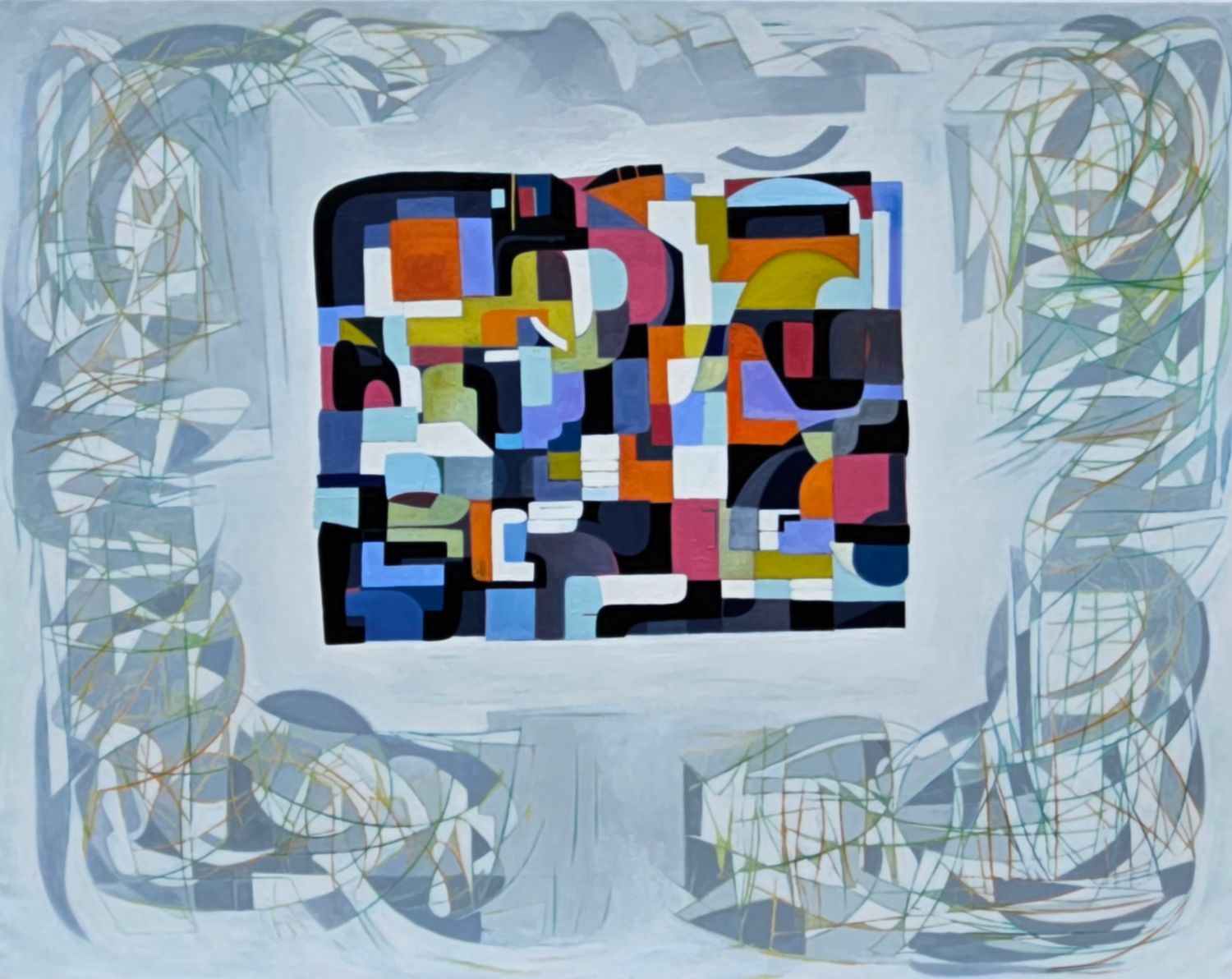 Gray  Oil  on canvas  with wooden frame  // Size: ca..150 x 190 x 5 cm