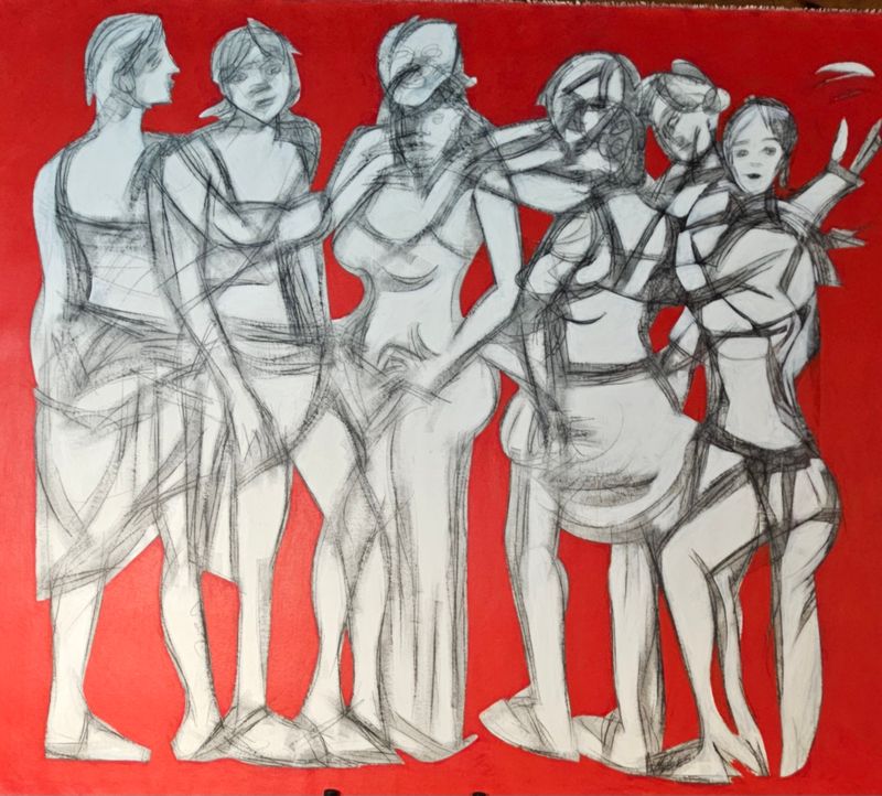 Acryilc on  canvas.  with wooden frame  //Size : ca. 200 x 230 x 4  cm,