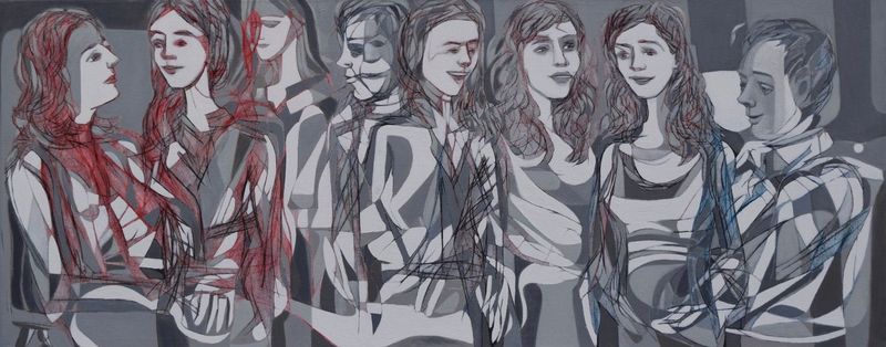 Gray Oil on canvas with wooden frame // Size: ca. 70 x 200 x 3 cm, Gray Oil on canvas with wooden frame // Size: ca. 70 x 200 x 3 cm,