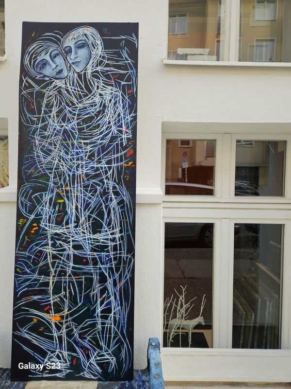 Galeristen/ Collage: Pigment and acrylic on canvas with wooden frame //Size : ca. 58 x 174 x 4 cm Galeristen/ Collage: Pigment and acrylic on canvas with wooden frame //Size : ca. 58 x 174 x 4 cm