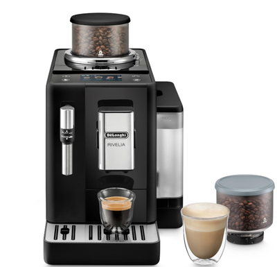 Delonghi Rivelia Manual Milk Frother Bean to Cup Machine - Onyx Black