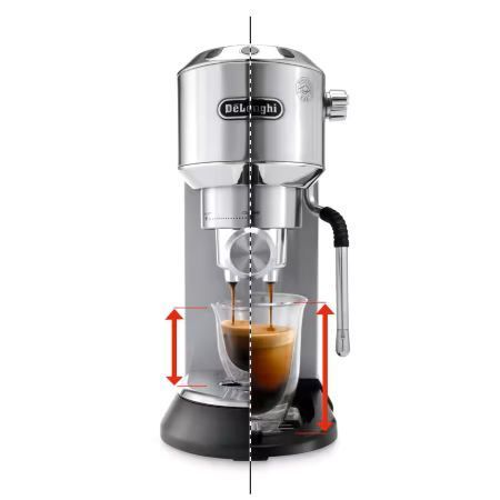 Delonghi Dedica Arte Manual Espresso Coffee Maker with new milk frothing function - Silver Stainless Steel - REFURBISHED