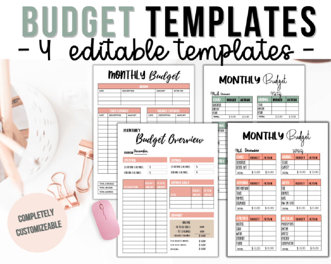 4 Editable Budgeting Templates