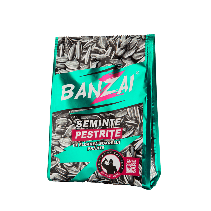 Banzai Sunflower mottled seeds, roasted, with salt, 1/100g (1x10) Banzai Sunflower mottled seeds, roasted, with salt, 1/100g (1x10)