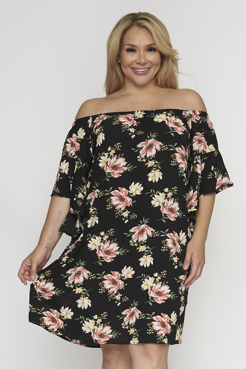 Black Floral Plus Size Dress