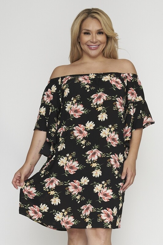 Black Floral Plus Size Dress