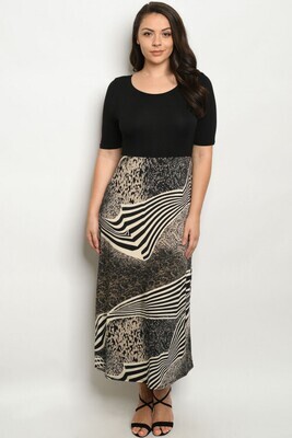 ​Black Animal Print Plus Size Dress