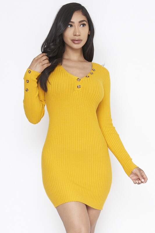 ​Mustard Long Sleeve Dress