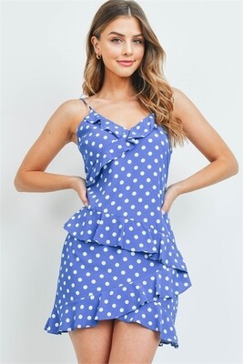 ​Cobalt White Polka Dots Dress