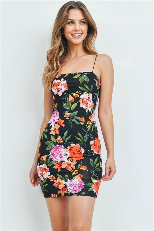 Black Rust Floral Dress