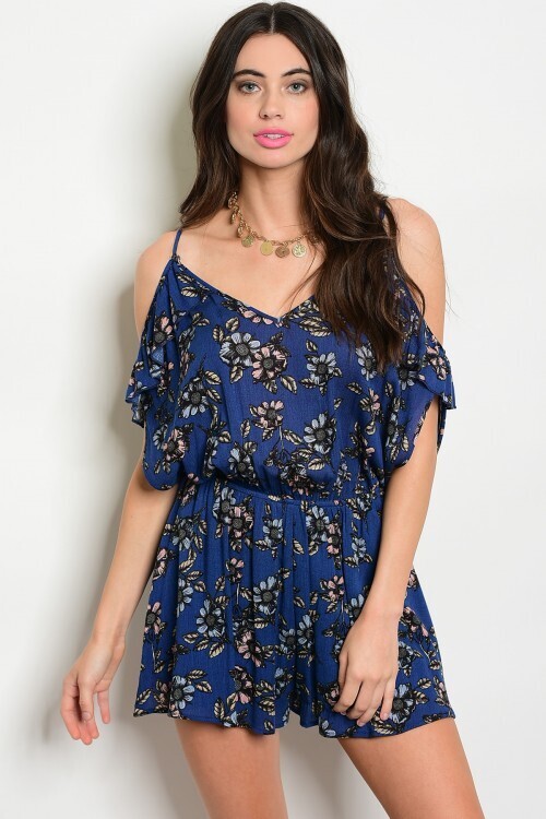 ​Navy Cold Shoulder Romper