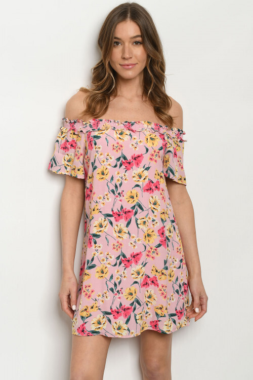 ​Peach Yellow Floral Dress