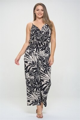 Black Cream Plus Size Floral Jumpsuit