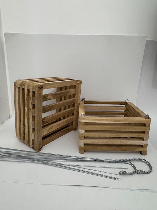 TWO 8” Vanda Baskets With 2 30” 4 Wire Hangers FREE SHIP Real Cedar Wood