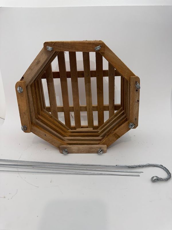 12” Vanda Basket With 30” 4 Wire Hanger FREE SHIP Real Cedar Wood