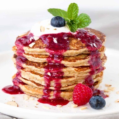 Protein Pancakes w/ Berry Coulis