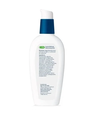 PM Facial Moisturizing Lotion | Night Cream With Hyaluronic Acid And Niacinamide 3 Ounce
