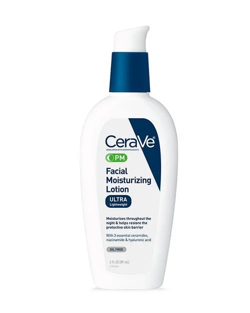 PM Facial Moisturizing Lotion | Night Cream With Hyaluronic Acid And Niacinamide 3 Ounce
