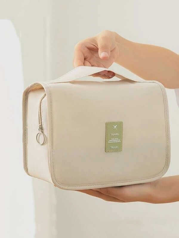 Bolsa de malla BEIGE, plegable de mano de PVC de gran capacidad