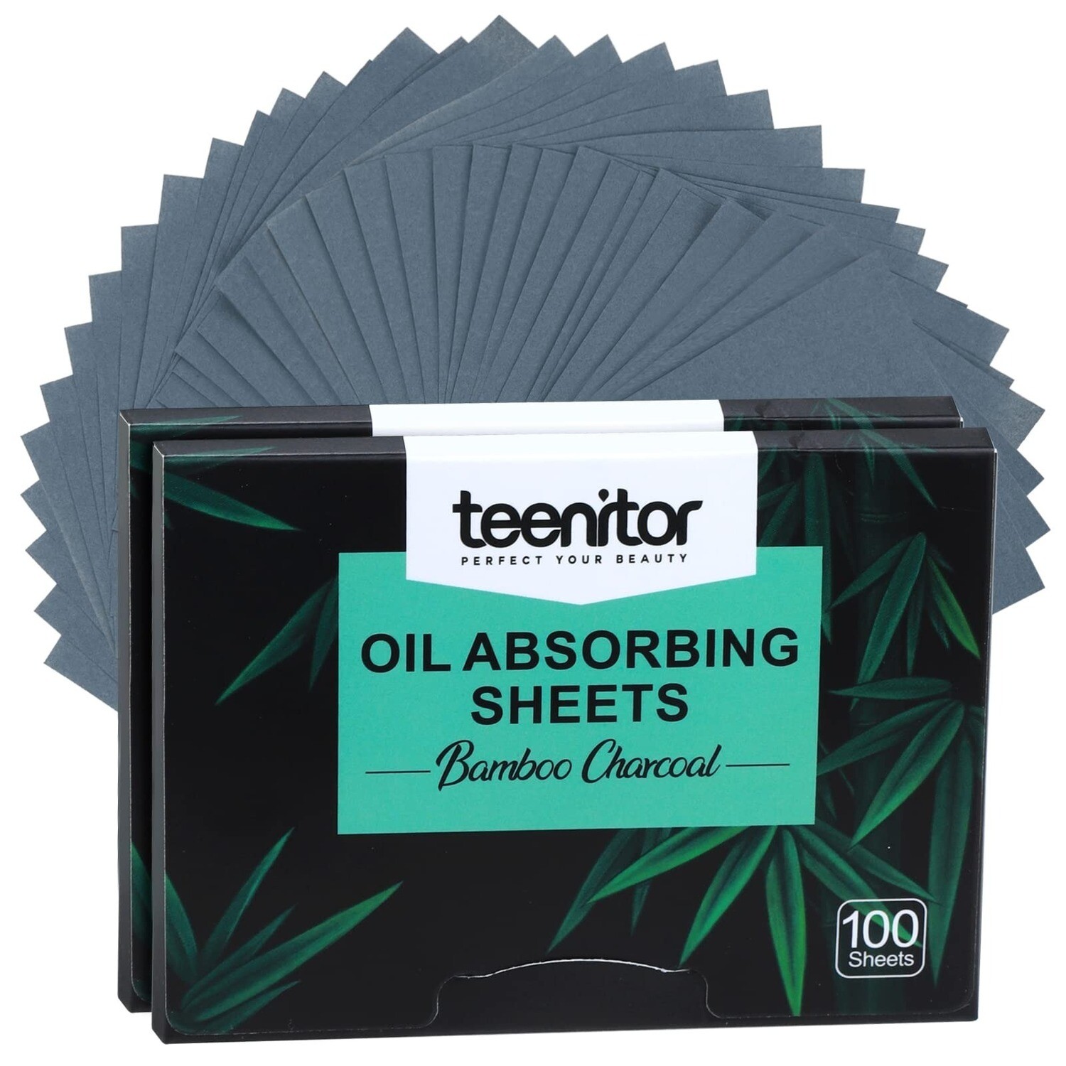 100 Sheets Natural Blotting Ppaer For Oily Skin with Bamboo Charcoal, 3 7/8&quot; AND 2.75&quot;