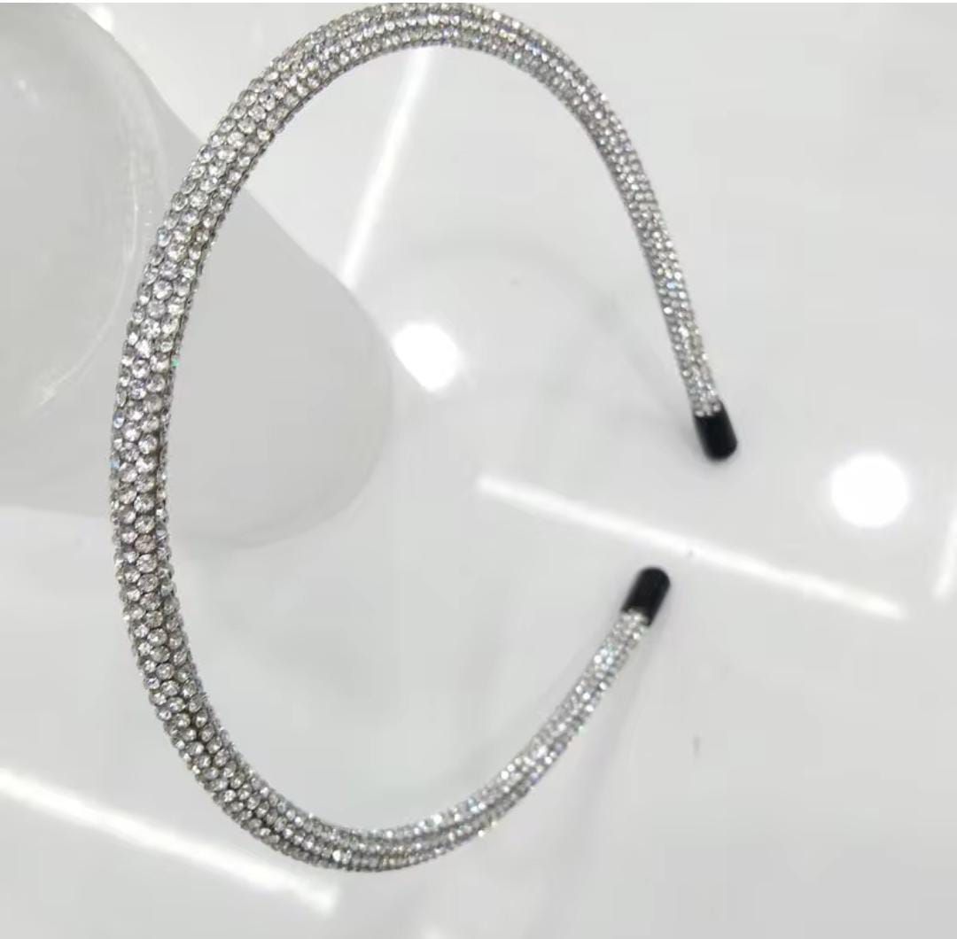 Diadema de Perlas Plateada