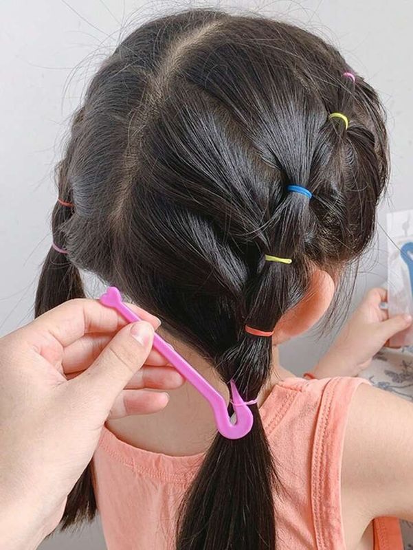 Piezas Cepillo Desenredante Y Banda Elástica Desechable Para Cabello De Niñas, Evita Tirones Y Daños En El Cabello Incluye (*1 Herramienta De Corte)