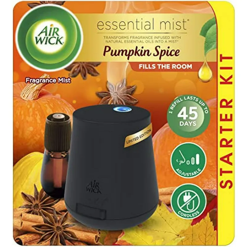 Air Wick Essential Mist Starter Kit (Diffuser Refill), Pumpkin Spice, Fall Scent, Essential Oils Diffuser, Air Freshener