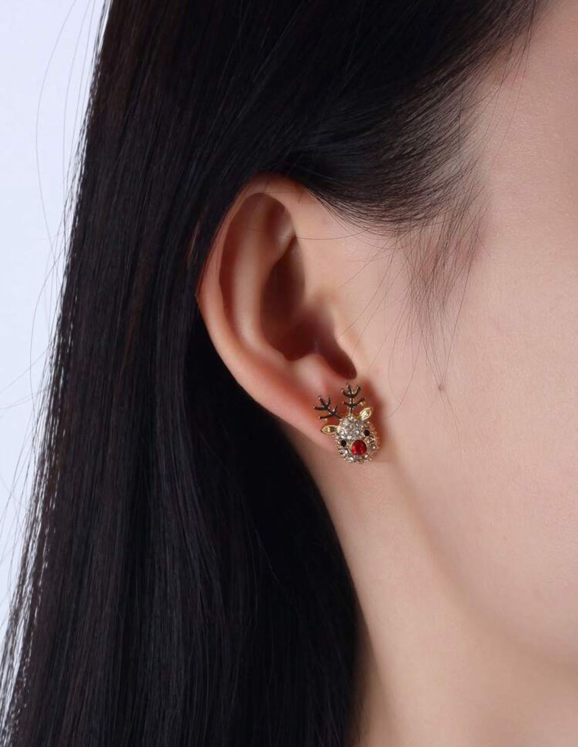 Pendientes con diseño de Alce con gota de diamantes