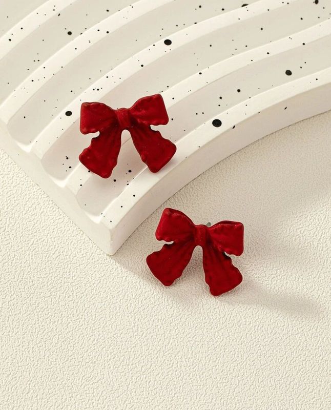 Pendientes de tachuela lazo, Color: Rojo
